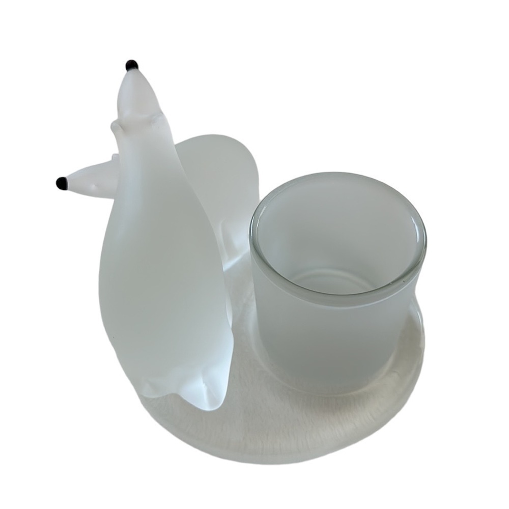 Partylite Votive Holder Polar Bear & Cub Frosted Glass Tea Light Holder - Picture 3 of 10